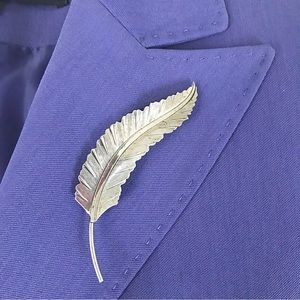 Vintage Beau Sterling Silver Leaf Pin Brooch MCM